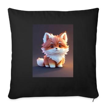 Chibi Kitsune Ein süßes Anime Fuchs-Design - Sofakissenbezug 45 x 45 cm - Schwarz - Vorne