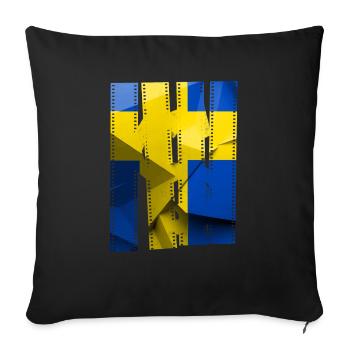 Suède Suède drapeau national norden skandinavia - Housse de coussin décorative 45 x 45 cm - noir - Devant