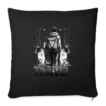 Travel Lost Places Reisen - Sofa pillowcase 17,3'' x 17,3'' (45 x 45 cm) - black - Front