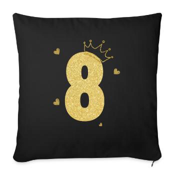8th anniversary golden crown - Sofa pillowcase 17,3'' x 17,3'' (45 x 45 cm) - black - Front