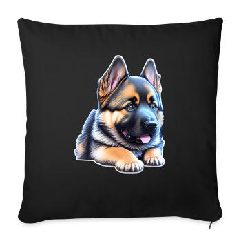 Cute German Shepherd Puppy - Sofa pillowcase 17,3'' x 17,3'' (45 x 45 cm) - black - Front