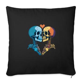 Embrasser des squelettes romantiques - Housse de coussin décorative 45 x 45 cm - noir - Devant