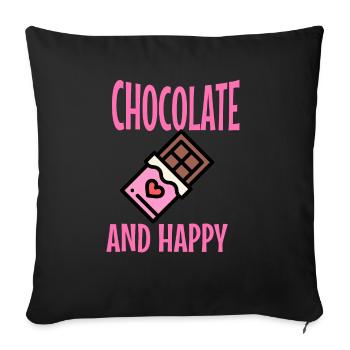 Chocolat et bonheur : un mariage parfait - Housse de coussin décorative 45 x 45 cm - noir - Devant