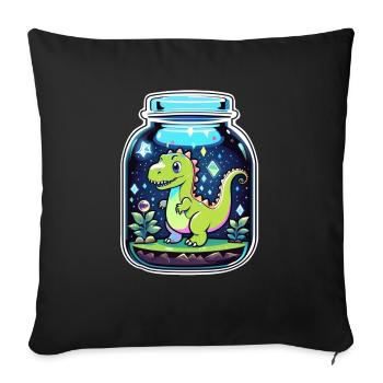 dinosaure dans un pot dessin animé - Housse de coussin décorative 45 x 45 cm - noir - Devant