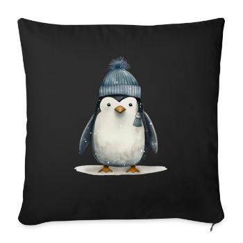 Puppy Penguin Tee: Adorable Antarctic Playfulness - Sofa pillowcase 17,3'' x 17,3'' (45 x 45 cm) - black - Front