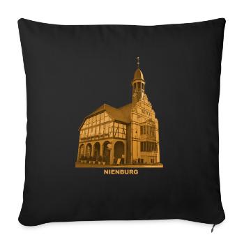 Hôtel de ville de Nienburg Weser Basse-Saxe - Housse de coussin décorative 45 x 45 cm - noir - Devant