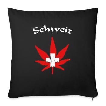 Schweiz Weed Ganja Swiss - Sofakissenbezug 45 x 45 cm - Schwarz - Vorne