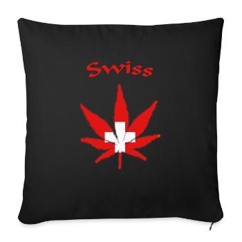 Swiss, Schweiz, Switzerland - Sofakissenbezug 45 x 45 cm - Schwarz - Vorne
