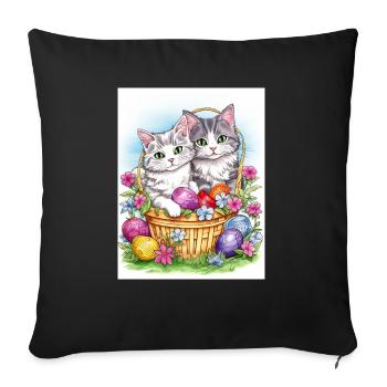 Chats de Pâques doux - Housse de coussin décorative 45 x 45 cm - noir - Devant