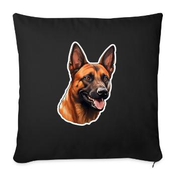 Belgian Malinois Head - Sofa pillowcase 17,3'' x 17,3'' (45 x 45 cm) - black - Front