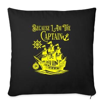 Captain Boat Steering Wheel Anchor Compass Sailor Sea - Sofa pillowcase 17,3'' x 17,3'' (45 x 45 cm) - black - Front
