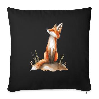 Amused Fox - Sofa pillowcase 17,3'' x 17,3'' (45 x 45 cm) - black - Front
