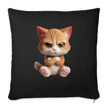 Katze grimmig 2 - Sofakissenbezug 45 x 45 cm - Schwarz - Vorne