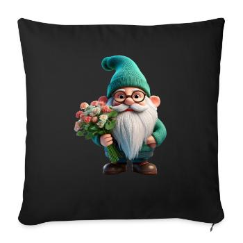 Nain de jardin Saint-Valentin - Housse de coussin décorative 45 x 45 cm - noir - Devant