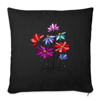 Blumen - Sofakissenbezug 45 x 45 cm - Schwarz - Vorne