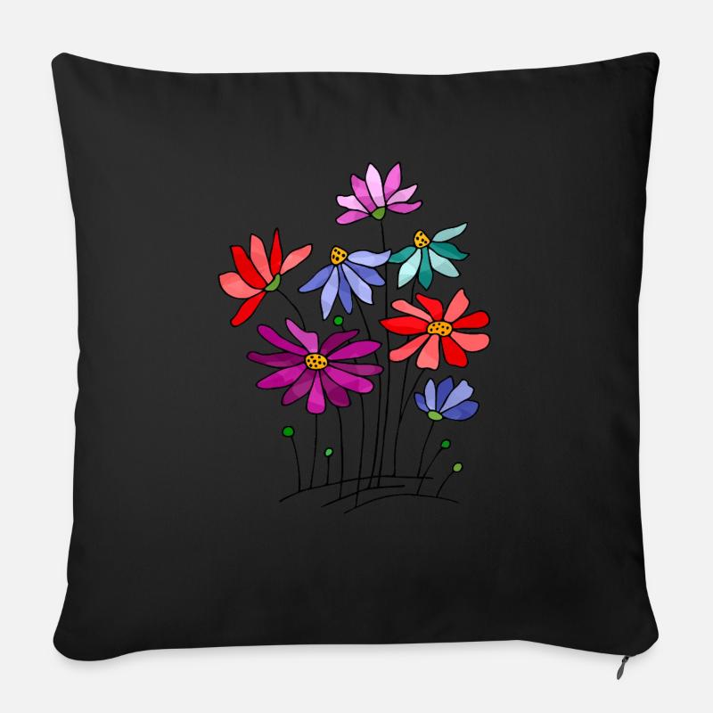 Blumen - Sofakissenbezug 45 x 45 cm - Schwarz