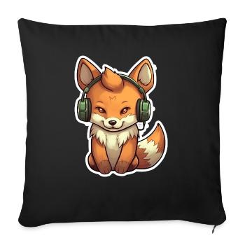 A cute fox playing video games - Sofa pillowcase 17,3'' x 17,3'' (45 x 45 cm) - black - Front