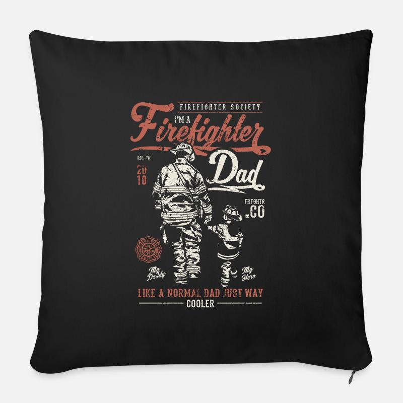 Feuerwehrmann - Firefighter Dad - Sofakissenbezug 45 x 45 cm - Schwarz