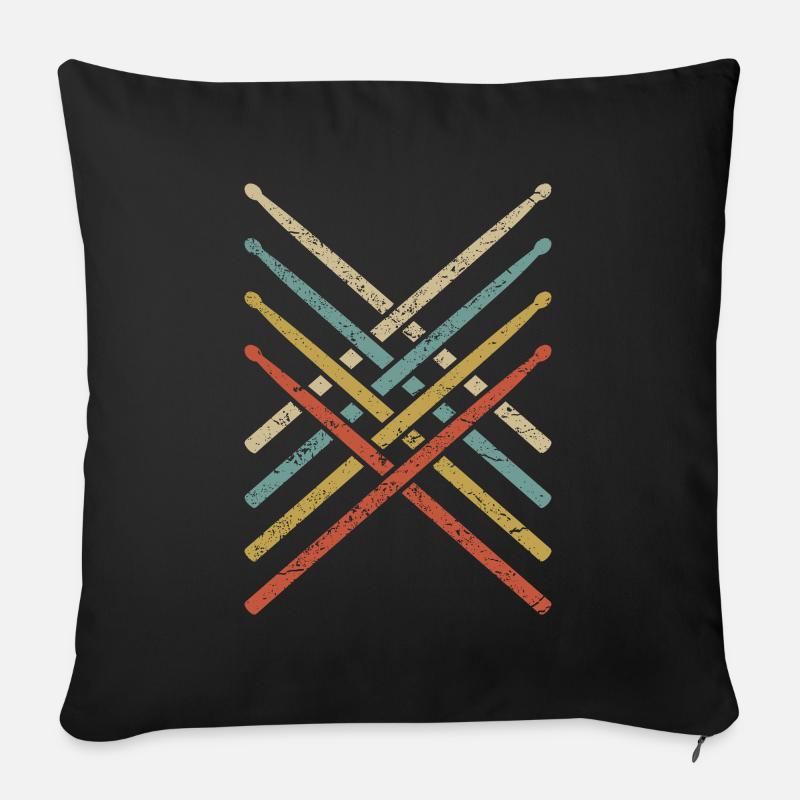 DRUMMER Drummer Retro batterie - Housse de coussin décorative 45 x 45 cm - noir