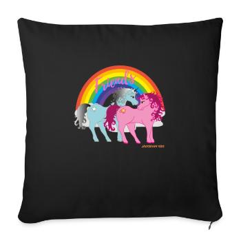 Amis de licorne - Licorne - Cheval - Poney - Rose - Housse de coussin décorative 45 x 45 cm - noir - Devant