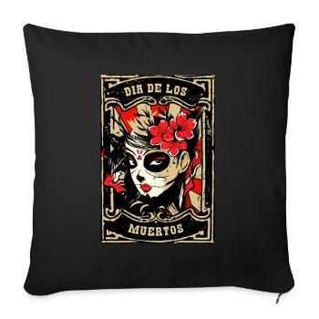 Jour du Crâne de Sucre Mort Crâne Catrina - Housse de coussin décorative 45 x 45 cm - noir - Devant