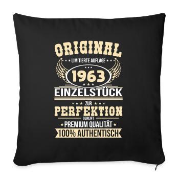 60. Geburtstag - Original 1963 Einzelstück - Sofakissenbezug 45 x 45 cm - Schwarz - Vorne