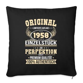 65th birthday - Original 1958 unique piece - Sofa pillowcase 17,3'' x 17,3'' (45 x 45 cm) - black - Front