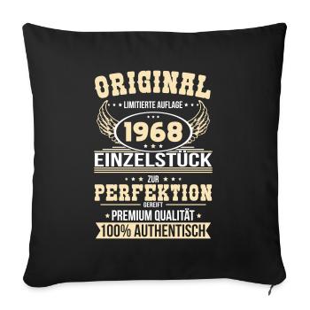 55th birthday - Original 1968 unique piece - Sofa pillowcase 17,3'' x 17,3'' (45 x 45 cm) - black - Front