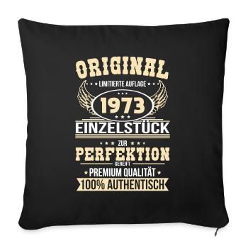50th birthday - Original 1973 unique piece - Sofa pillowcase 17,3'' x 17,3'' (45 x 45 cm) - black - Front