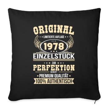 45th birthday - Original 1978 unique piece - Sofa pillowcase 17,3'' x 17,3'' (45 x 45 cm) - black - Front