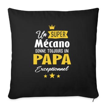 Mécano papa cadeau drôle fête des pères garagiste - Housse de coussin décorative 45 x 45 cm - noir - Devant