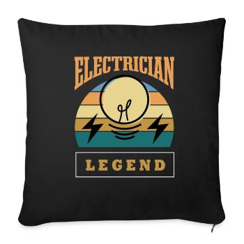Electrician Legend Dicton drôle Electro Worker - Housse de coussin décorative 45 x 45 cm - noir - Devant