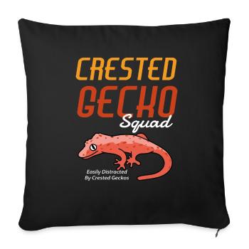 Crested Gecko Squad Cute Lizard Exotisches Reptil - Sofakissenbezug 45 x 45 cm - Schwarz - Vorne