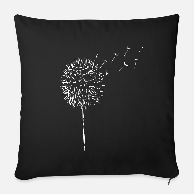 Ligne - fleur - blanc - Housse de coussin décorative 45 x 45 cm - noir