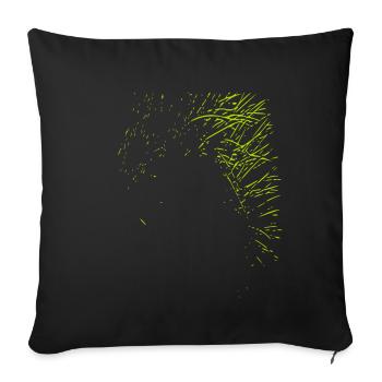 Dessin abstrait / ligne / vert / motif / nature - Housse de coussin décorative 45 x 45 cm - noir - Devant