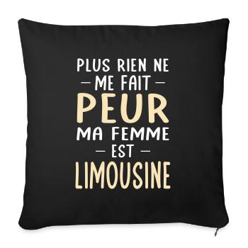 Rien ne me fait peur ma femme est Limousine - Housse de coussin décorative 45 x 45 cm - noir - Devant