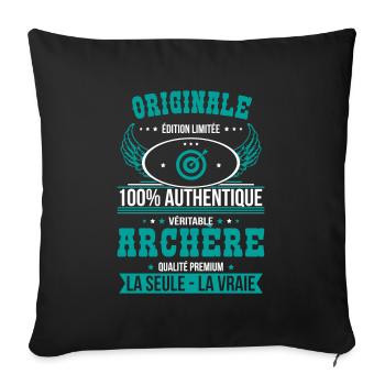 Authentique et véritable archère - Originale - Housse de coussin décorative 45 x 45 cm - noir - Devant