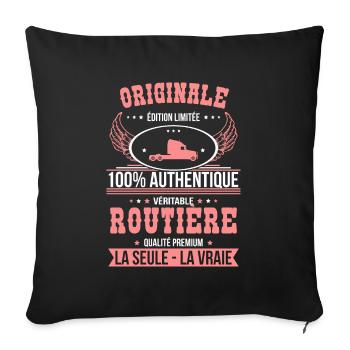 Authentique et véritable routière - Originale - Housse de coussin décorative 45 x 45 cm - noir - Devant