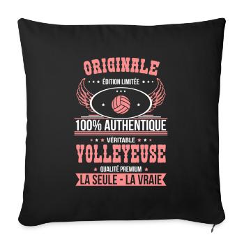 Authentique et véritable volleyeuse - Originale - Housse de coussin décorative 45 x 45 cm - noir - Devant