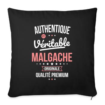 Authentique et véritable Malgache - Originale - Housse de coussin décorative 45 x 45 cm - noir - Devant