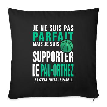 basketball supporter club basket ball Pau Orthez - Housse de coussin décorative 45 x 45 cm - noir - Devant