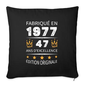 Fabriqué En 1977 Né En 1977 47 Ans Anniversaire - Housse de coussin décorative 45 x 45 cm - noir - Devant