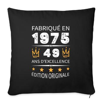 Fabriqué En 1975 Né En 1975 49 Ans Anniversaire - Housse de coussin décorative 45 x 45 cm - noir - Devant