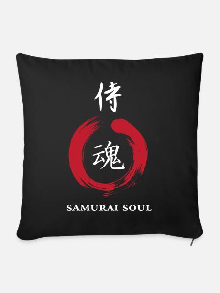 Kanjii Samurai Seele - Sofakissenbezug 45 x 45 cm - Schwarz