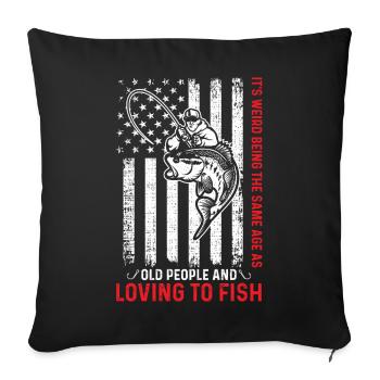 Grandfather Dad Fishing Amateur Humor Old Grandpa - Sofa pillowcase 17,3'' x 17,3'' (45 x 45 cm) - black - Front