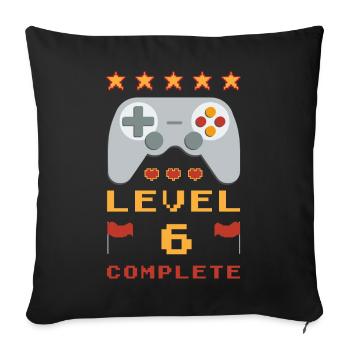 6e anniversaire Niveau 6 Terminé - Housse de coussin décorative 45 x 45 cm - noir - Devant