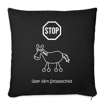 überfährt stoppschild, Stopptafel Pferd mit Rädern - Sofakissenbezug 45 x 45 cm - Schwarz - Vorne
