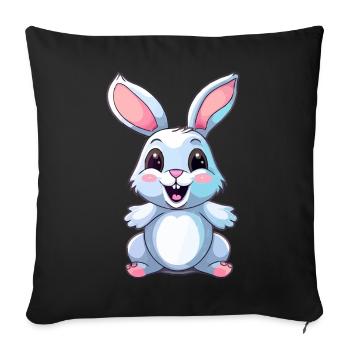 Süßer Kawaii Hase - Sofakissenbezug 45 x 45 cm - Schwarz - Vorne