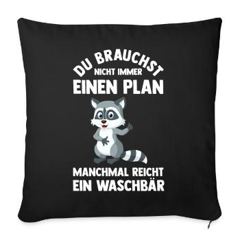 Tiermotiv Waschbär - Sofakissenbezug 45 x 45 cm - Schwarz - Vorne