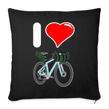 I Love Bike Packing Ich liebe Fahrradreisen - Sofa pillowcase 17,3'' x 17,3'' (45 x 45 cm) - black - Front